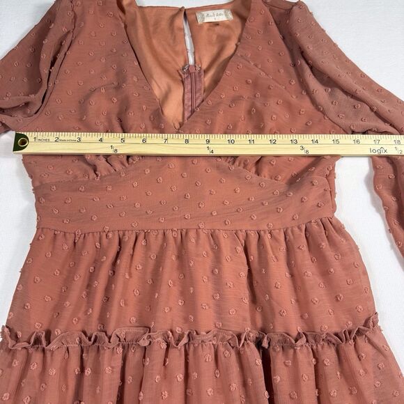 Altard State Dress Womens Small Rose Swiss Dot Cottage Ruffle Zip Up Flowy Gauzy - Picture 8 of 14